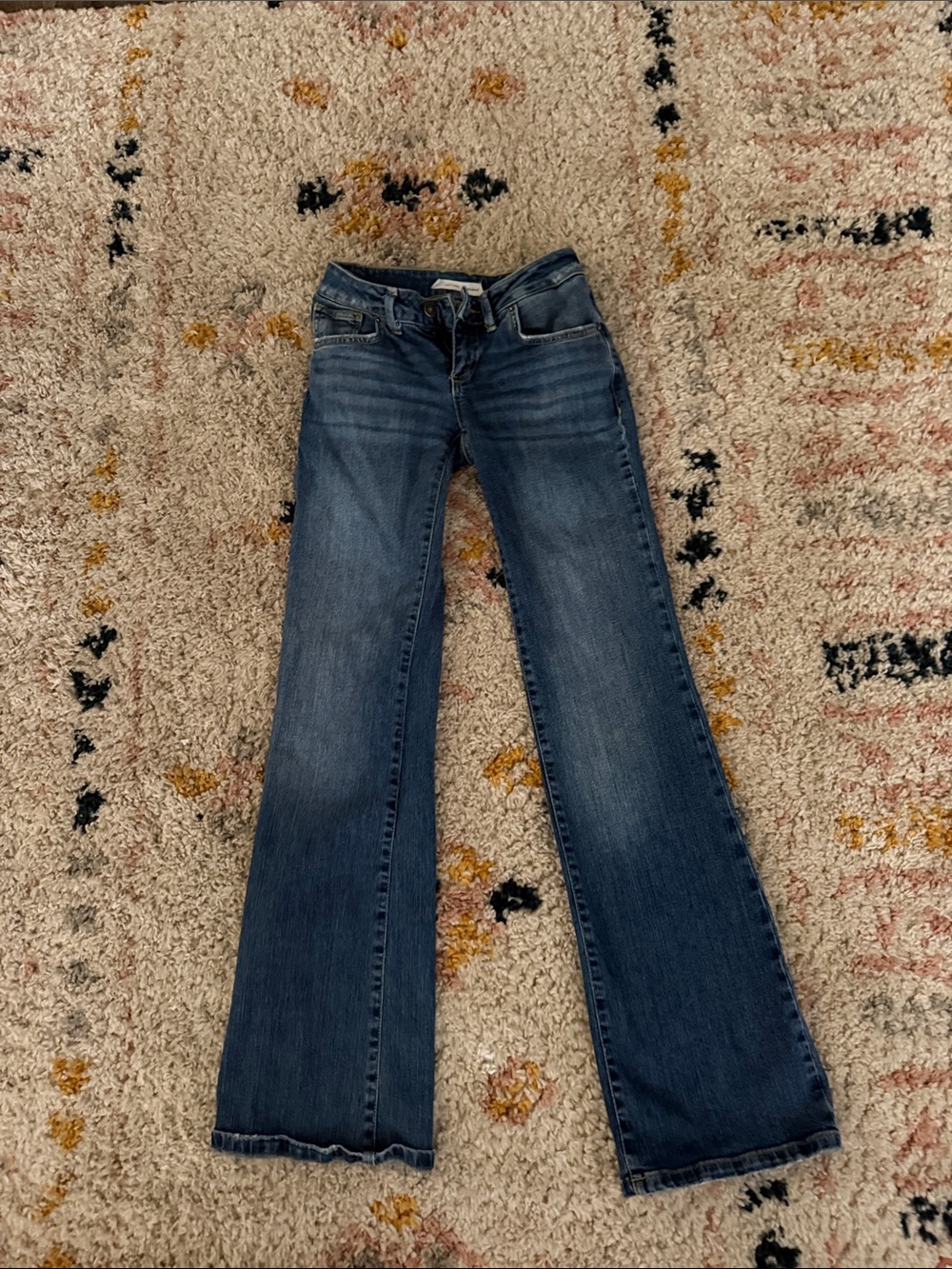 Subdued Dark Blue Flare Jeans - Low Rise Flare